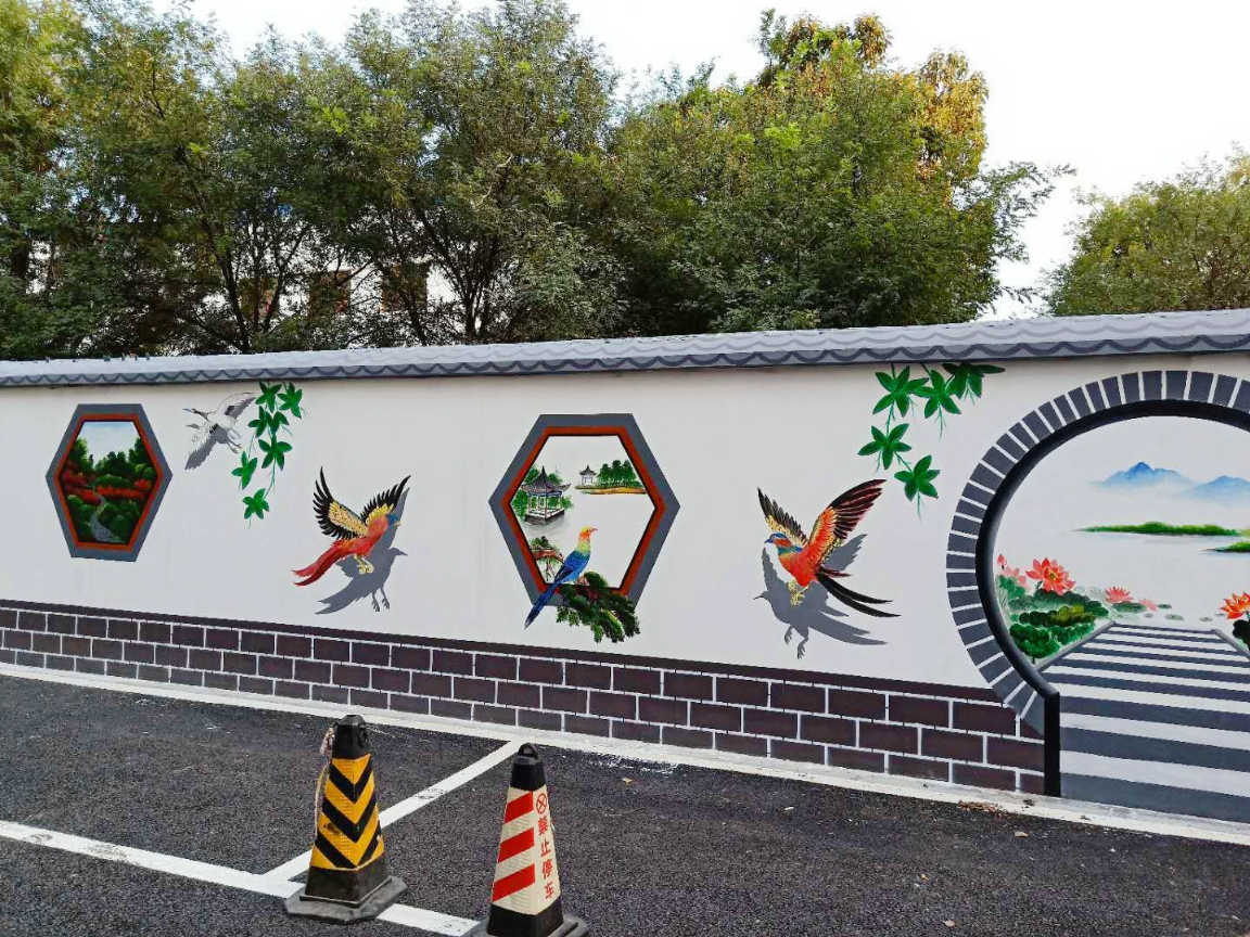 长春国画背景墙手绘