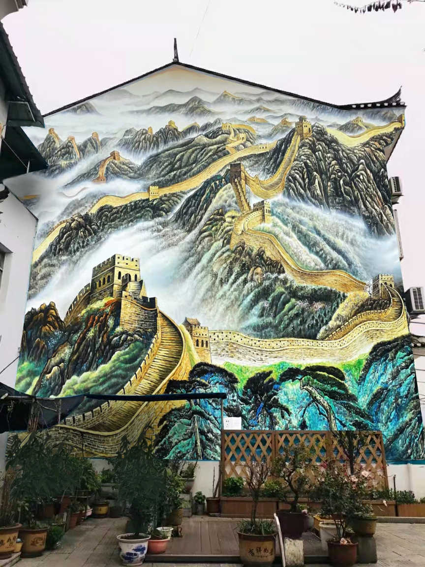 杭州酒店大堂壁画墙绘定制