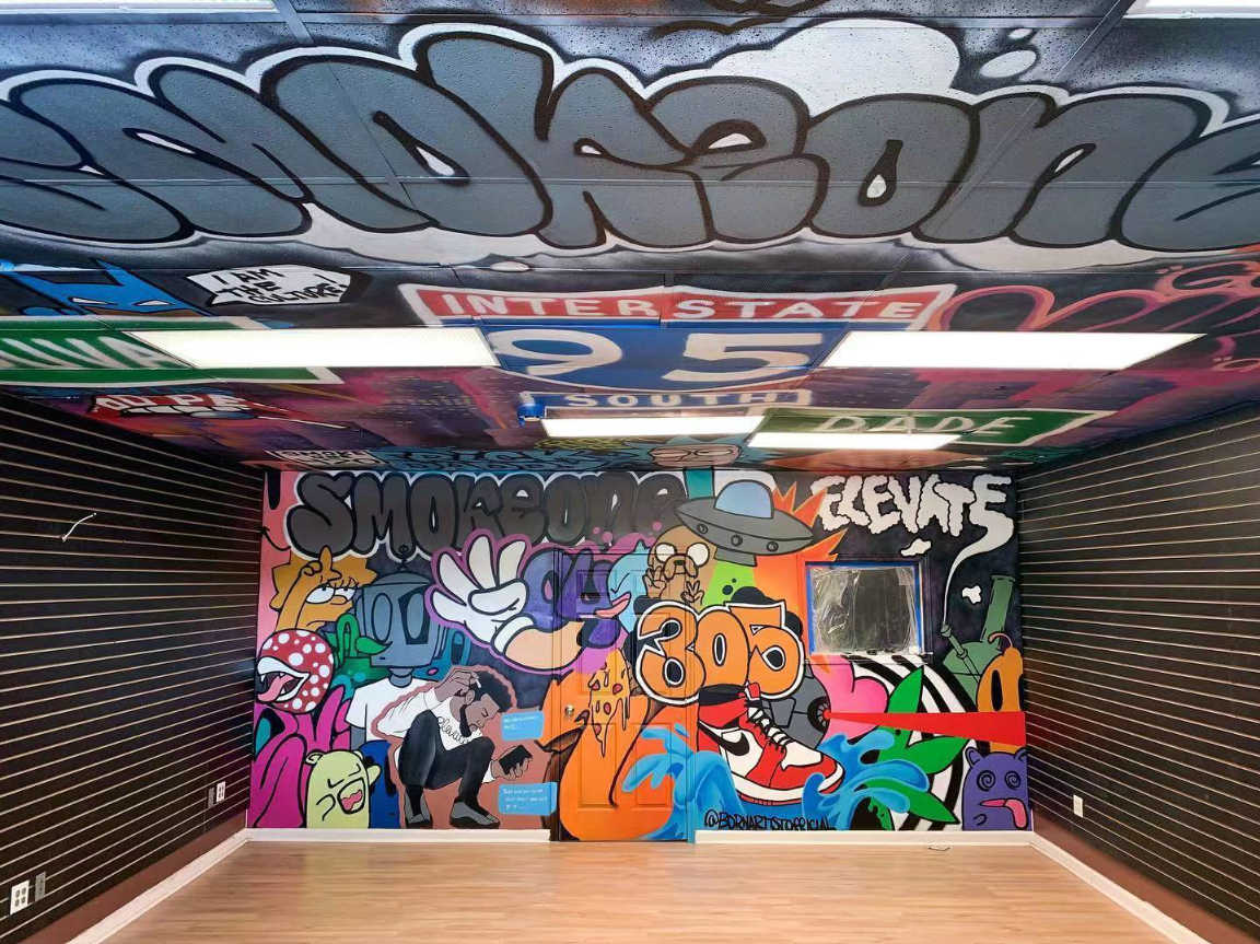 手绘餐厅背景墙画