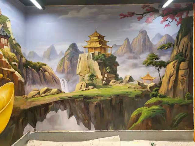 3d酒店墙绘定做