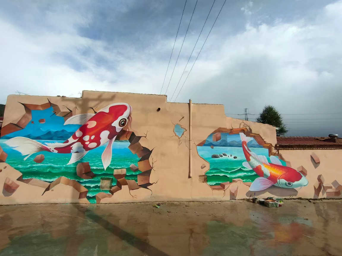 网红打卡墙绘天使之翼