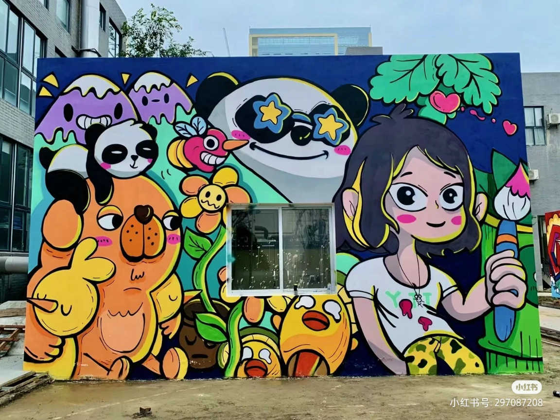 手绘立体壁画墙