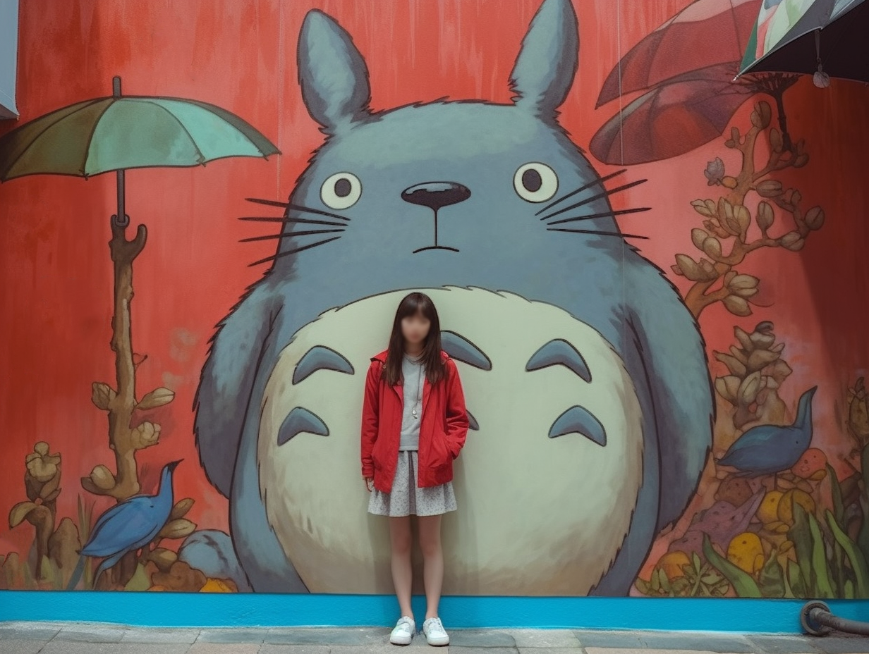 iogkjhb_a_girl_in_a_red_mask_stands_next_to_large_framed_pictur_6b14ce8c-afbb-4aee-bd0b-51f04fcc483e