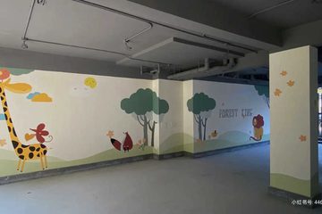 寺庙夜间彩绘墙绘