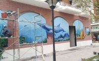 银川酒店大堂壁画墙绘定制