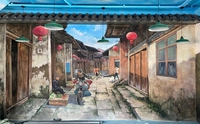 广州博物馆墙壁画手绘